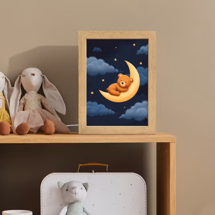 Teddybeer - Maan - Wolken - Sterren Light Box met kabel klein -sfeer2_kind