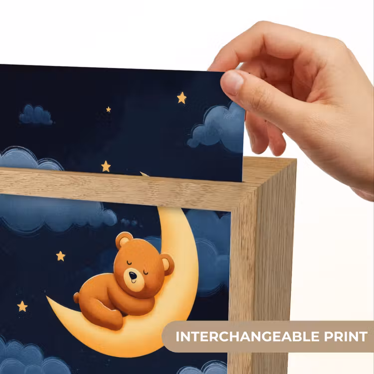 Teddybeer - Maan - Wolken - Sterren Light Box met kabel (Kinderlampje) klein -USP_websiteprintEN