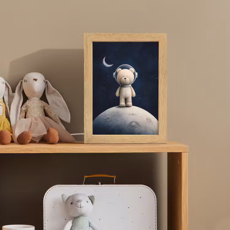 Teddybeer - Ruimtehelm - Maan - Sterren Light Box met kabel klein -sfeer2_kind
