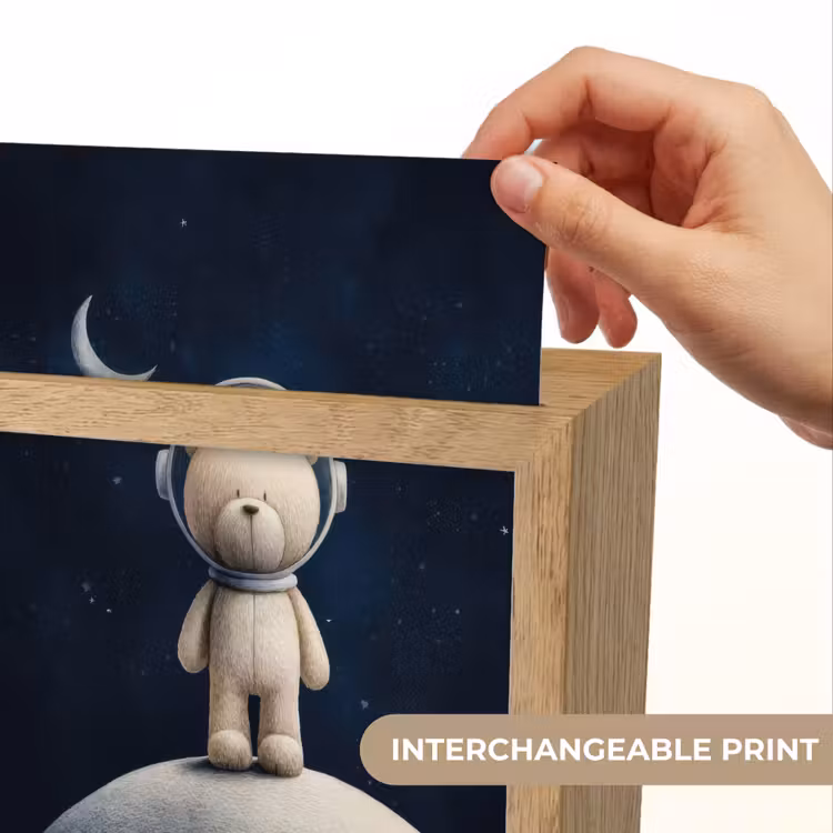 Teddybeer - Ruimtehelm - Maan - Sterren Light Box met kabel (Kinderlampje) klein -USP_websiteprintEN
