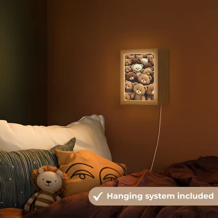 Teddybeer - Knuffel - Bruin - Beer - Jongens - Meisjes Light Box met kabel (Kinderlampje) klein -sfeer5_kind_EN