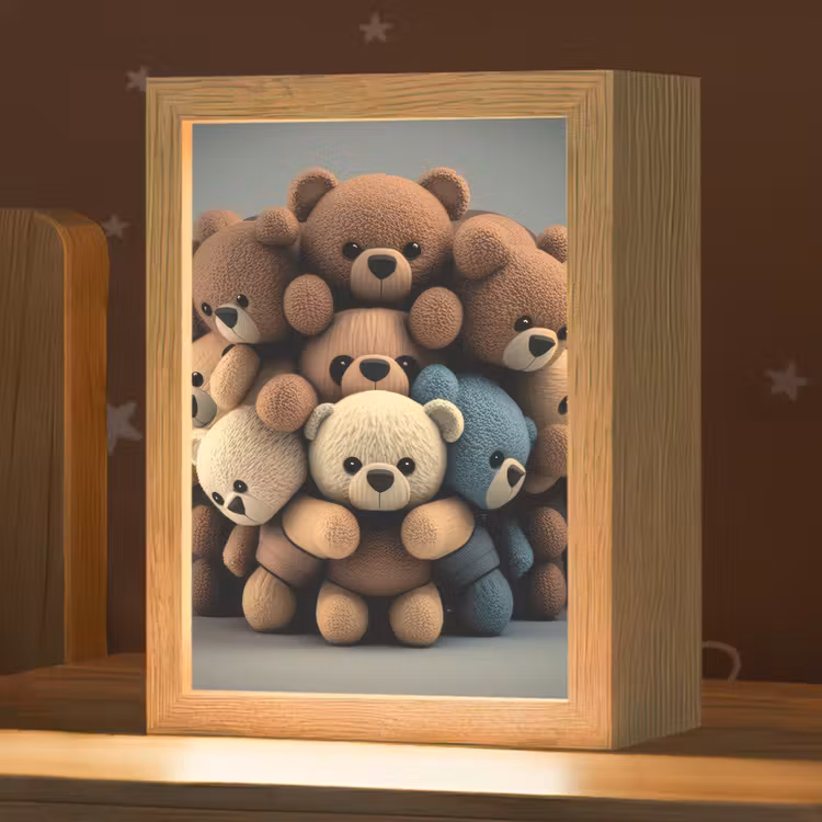 Teddybeer - Knuffel - Bruin - Design - Jongens - Meisjes Light Box met kabel klein -zzz_3d_website
