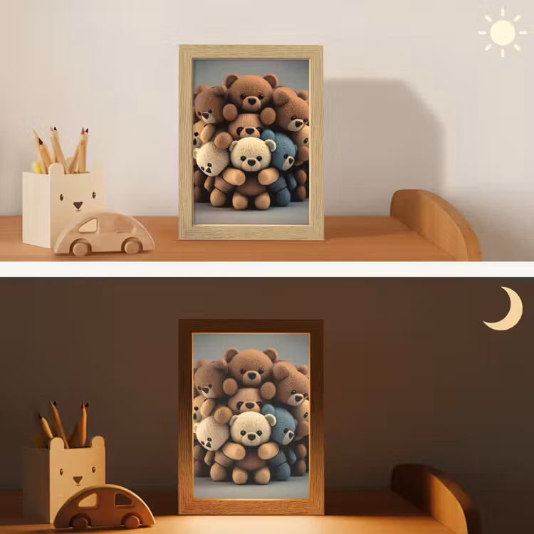Teddybeer - Knuffel - Bruin - Design - Jongens - Meisjes Light Box met kabel klein -sfeer3_kind