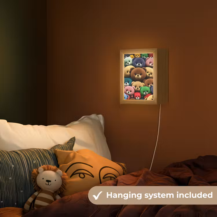 Knuffelbeer - Teddy - Design - Kids Light Box met kabel (Kinderlampje) klein -sfeer5_kind_EN