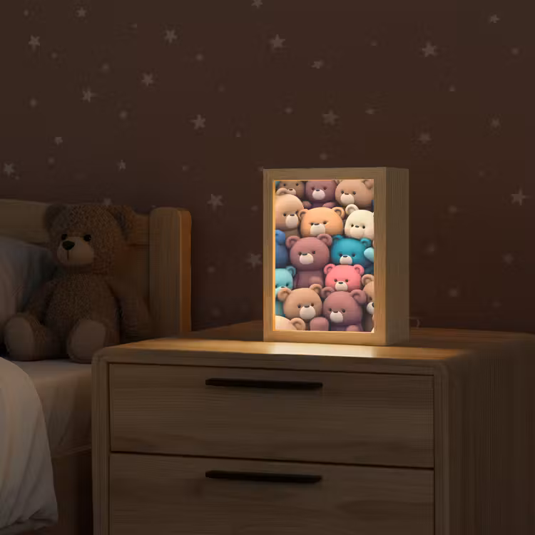 Knuffelbeer - Knuffel - Roze - Blauw - Bruin - Kind Light Box met kabel klein -sfeer1_kind