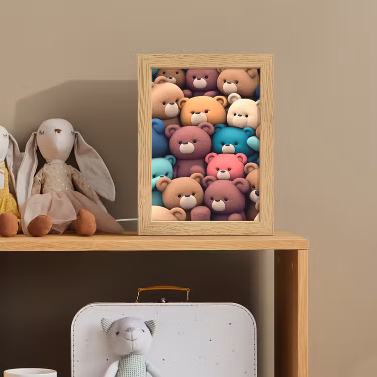 Knuffelbeer - Knuffel - Roze - Blauw - Bruin - Kind Light Box met kabel klein -sfeer2_kind