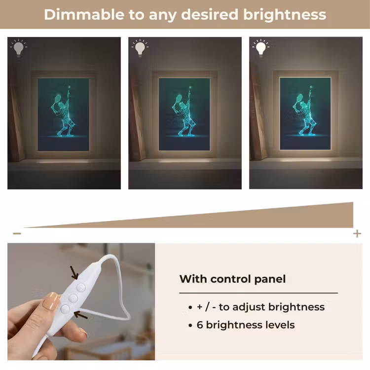Tennis - Futuristisch - Sport - Neon Light Box met kabel (Kinderlampje) klein -USP_dimbaarEN