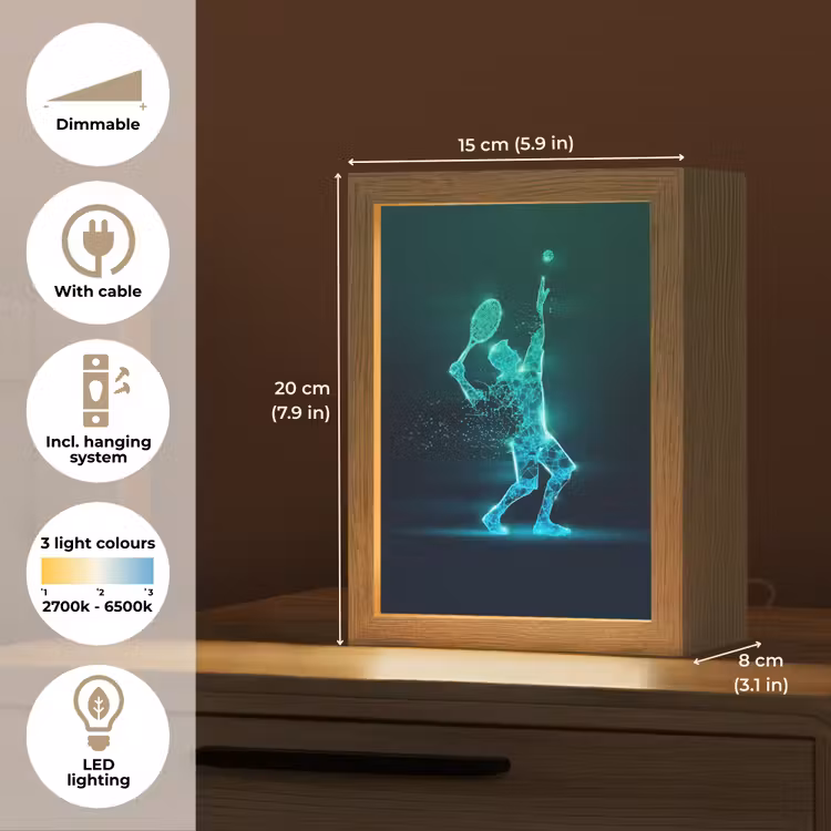 Tennis - Futuristisch - Sport - Neon Light Box met kabel (Kinderlampje) klein -USP_EN