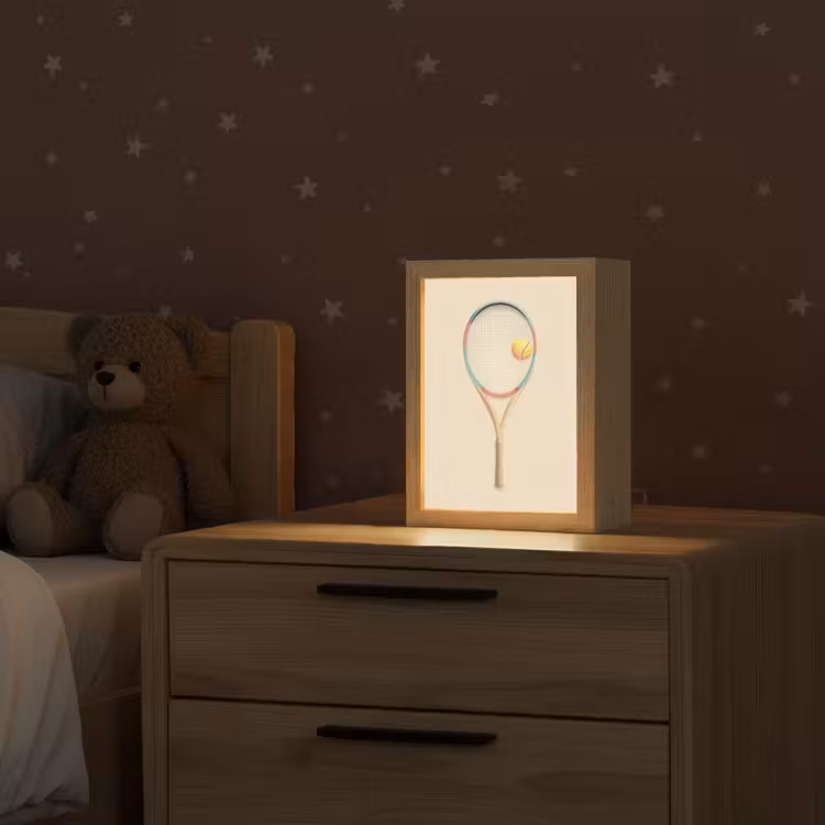 Tennisracket - Bal - Beige Light Box met kabel klein -sfeer1_kind