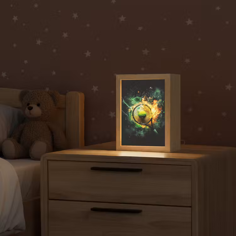 Tennis - Racket - Vuur - Groen Light Box met kabel klein -sfeer1_kind