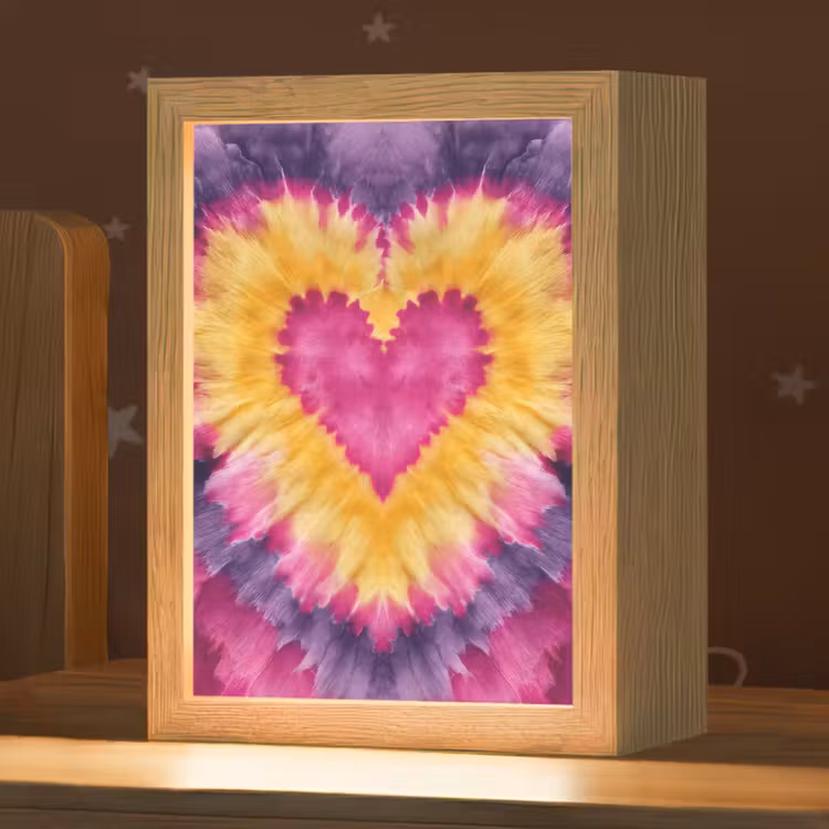Tie dye - Hartvorm - Vlammen - Oranje Light Box met kabel klein -zzz_3d_website