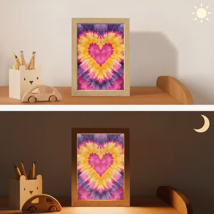 Tie dye - Hartvorm - Vlammen - Oranje Light Box met kabel klein -sfeer3_kind