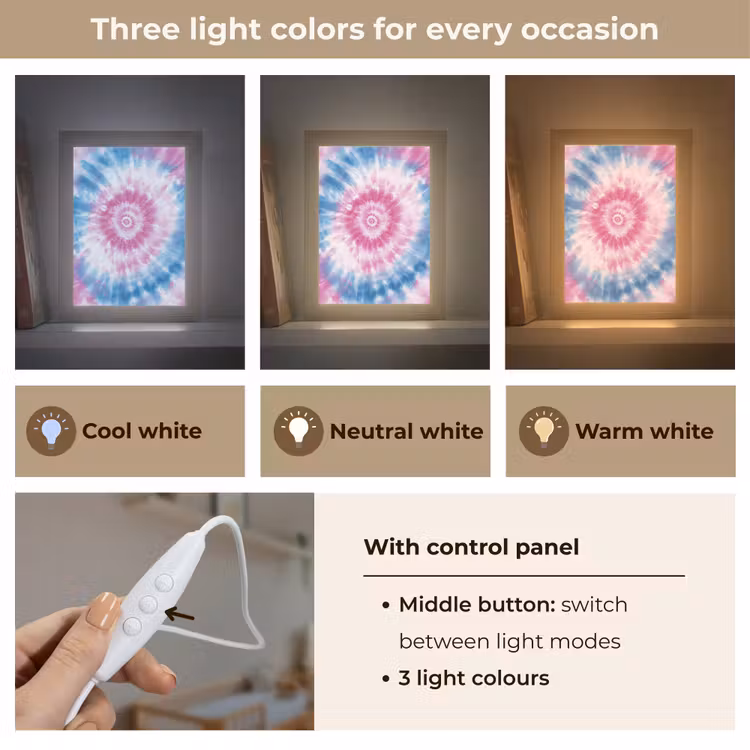 Tie-dye - Roze - Patroon Light Box met kabel (Kinderlampje) klein -USP_lichtkleurEN
