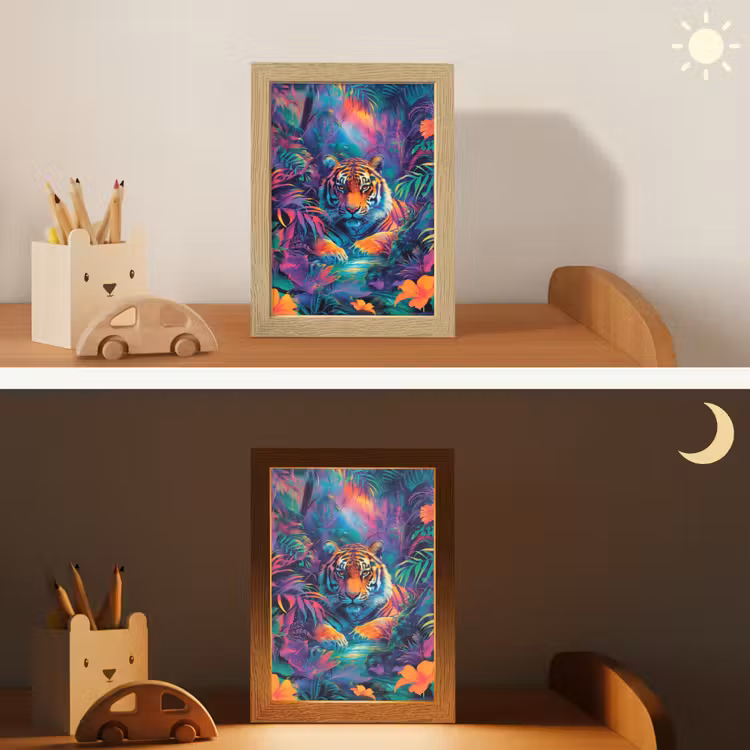 Tijger - Dier - Jungle - Kleurrijk Light Box met kabel klein -sfeer3_kind