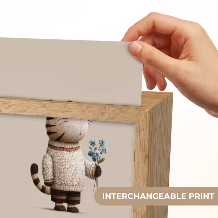 Tijger - Blauwe bloemen - Rustig Light Box met kabel (Kinderlampje) klein -USP_websiteprintEN