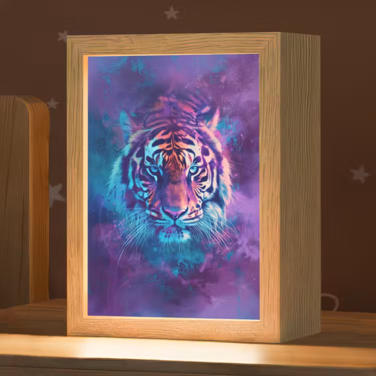 Tijger - Kleurrijk - Rook - Dieren Light Box met kabel klein -zzz_3d_website