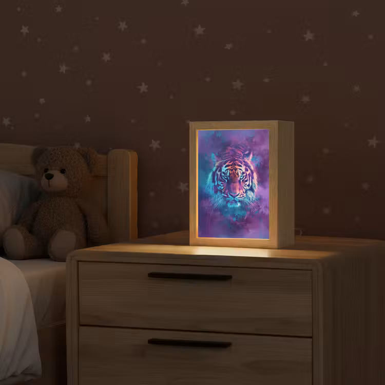 Tijger - Kleurrijk - Rook - Dieren Light Box met kabel klein -sfeer1_kind