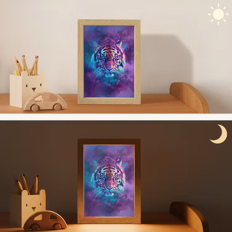 Tijger - Kleurrijk - Rook - Dieren Light Box met kabel klein -sfeer3_kind