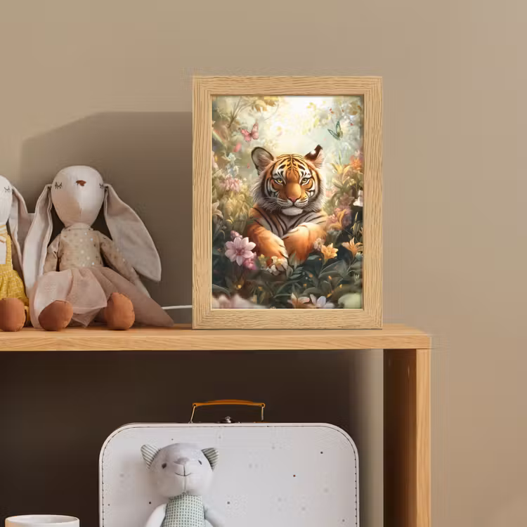 Tijger - Bloemen - Jungle - Dieren Light Box met kabel klein -sfeer2_kind