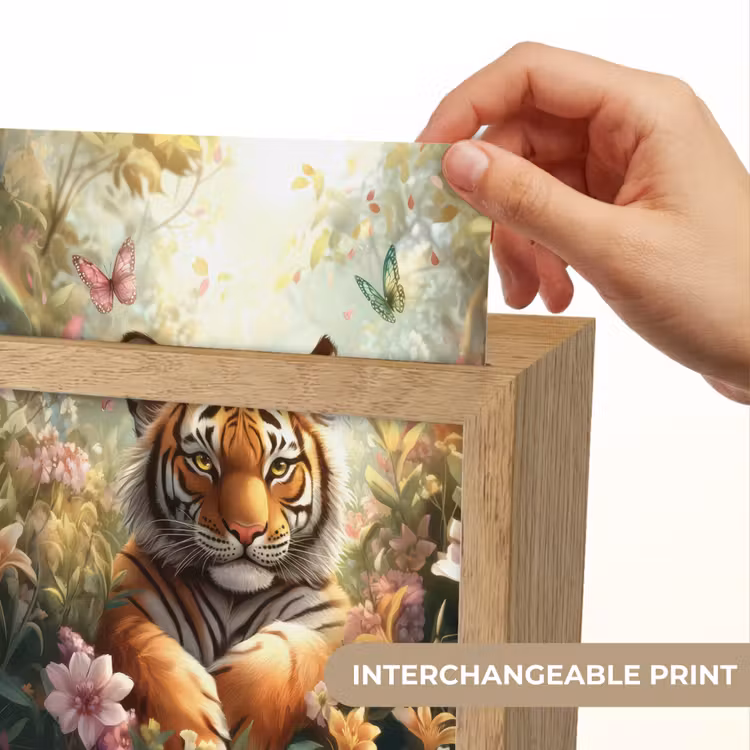 Tijger - Bloemen - Jungle - Dieren Light Box met kabel (Kinderlampje) klein -USP_websiteprintEN