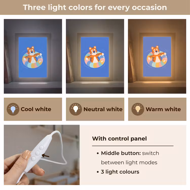 Tijger - Zwemband - Water Light Box met kabel (Kinderlampje) klein -USP_lichtkleurEN