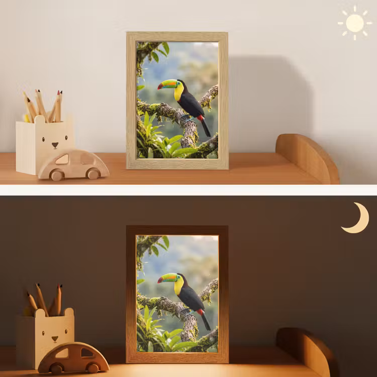 Toekan - Jungle - Natuur - Kleurrijk Light Box met kabel (Kinderlampje) klein -sfeer3_kind