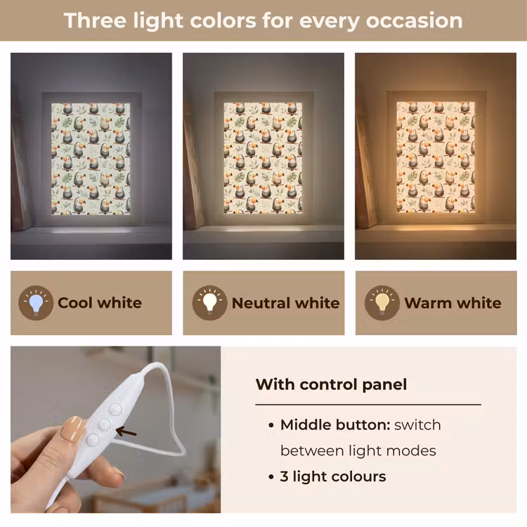 Toekans - Exotisch - Kleurrijk Light Box met kabel (Kinderlampje) klein 904 -USP_lichtkleurEN
