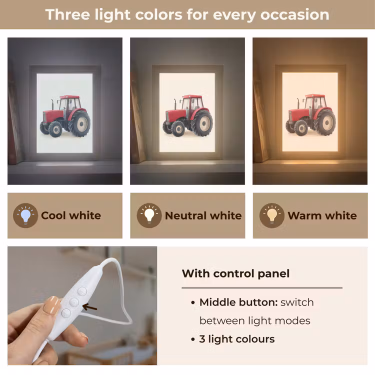 Trekker - Minimalistisch - Illustratie - Rood Light Box met kabel (Kinderlampje) klein -USP_lichtkleurEN