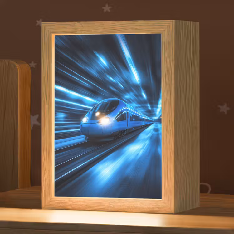 Trein - Blauw - Neon Light Box met kabel klein -zzz_3d_website