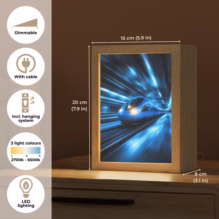 Trein - Blauw - Neon Light Box met kabel (Kinderlampje) klein -USP_EN