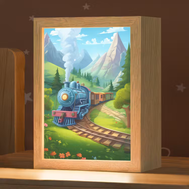 Trein - Bloemen - Kinderen - Natuur Light Box met kabel klein -zzz_3d_website