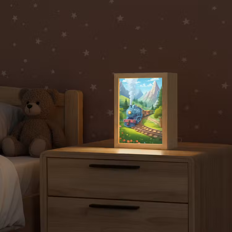 Trein - Bloemen - Kinderen - Natuur Light Box met kabel klein -sfeer1_kind