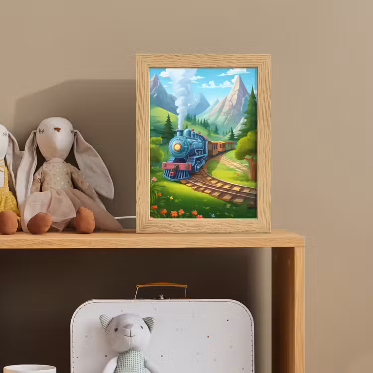 Trein - Bloemen - Kinderen - Natuur Light Box met kabel klein -sfeer2_kind