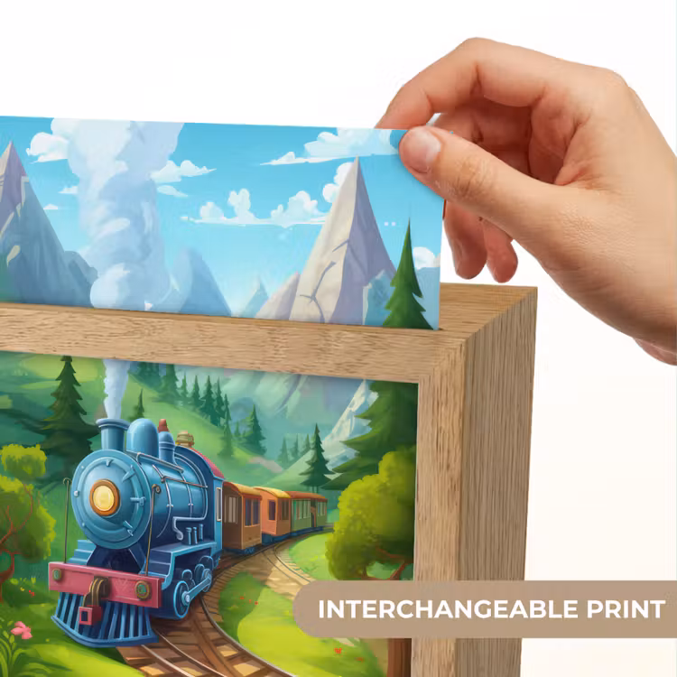 Trein - Bloemen - Kinderen - Natuur Light Box met kabel (Kinderlampje) klein -USP_websiteprintEN