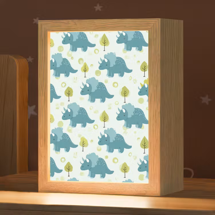 Triceratop - Blauw - Stippen - Boompjes Light Box met kabel klein -zzz_3d_website