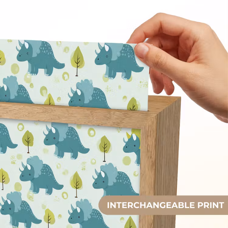 Triceratop - Blauw - Stippen - Boompjes Light Box met kabel (Kinderlampje) klein -USP_websiteprintEN