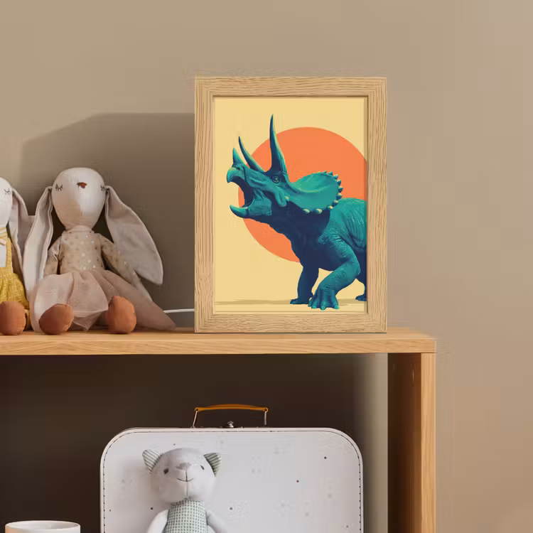 Triceratops - Cirkel - Oranje - Hoorns Light Box met kabel klein -sfeer2_kind