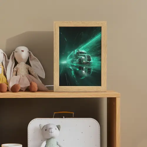 Vrachtwagen - Snelheid - Groen - Neon Light Box met kabel klein -sfeer2_kind
