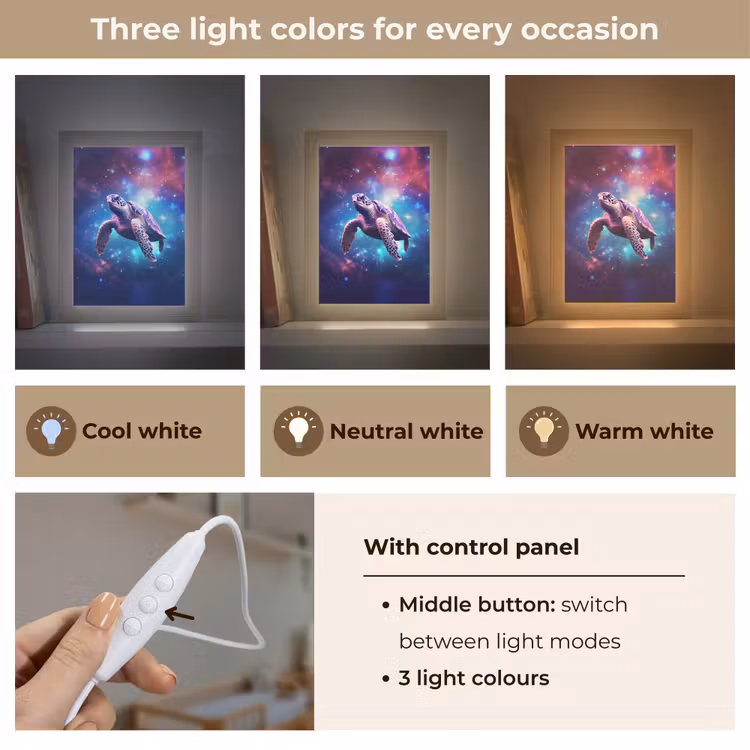 Schildpad - Dier - Galaxy - Ruimte Light Box met kabel (Kinderlampje) klein -USP_lichtkleurEN
