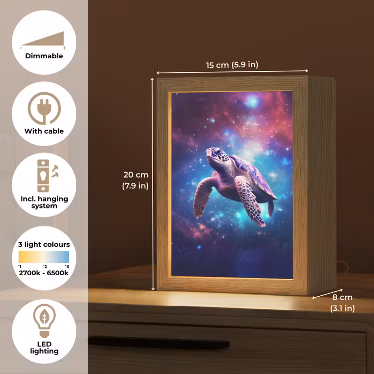 Schildpad - Dier - Galaxy - Ruimte Light Box met kabel (Kinderlampje) klein -USP_EN