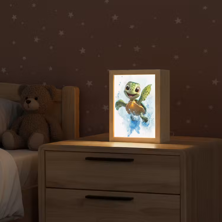 Schildpad - Cartoon - Water - Groen Light Box met kabel klein -sfeer1_kind