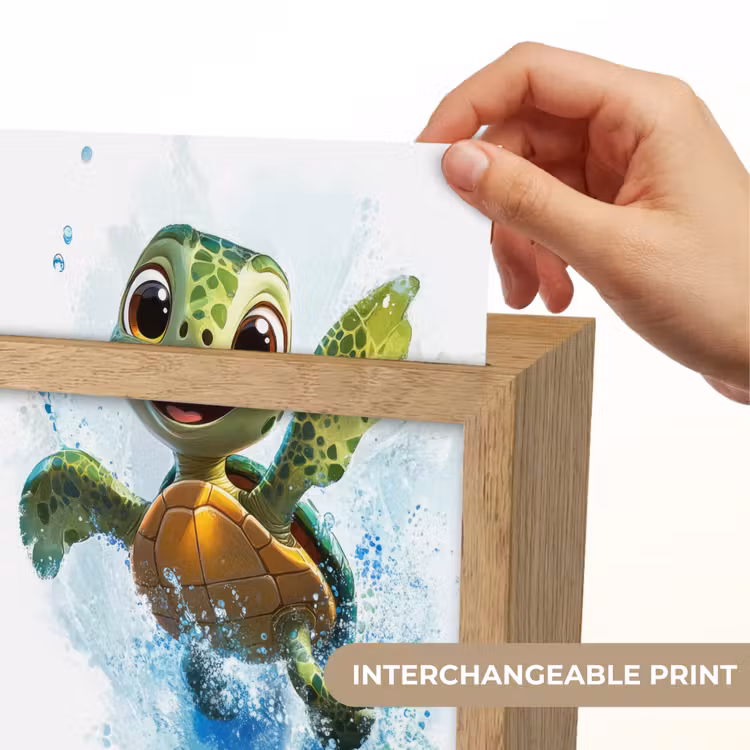Schildpad - Cartoon - Water - Groen Light Box met kabel (Kinderlampje) klein -USP_websiteprintEN