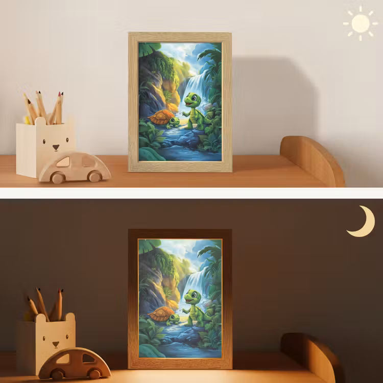 Schildpad - Dino - Jungle - Waterval Light Box met kabel klein -sfeer3_kind