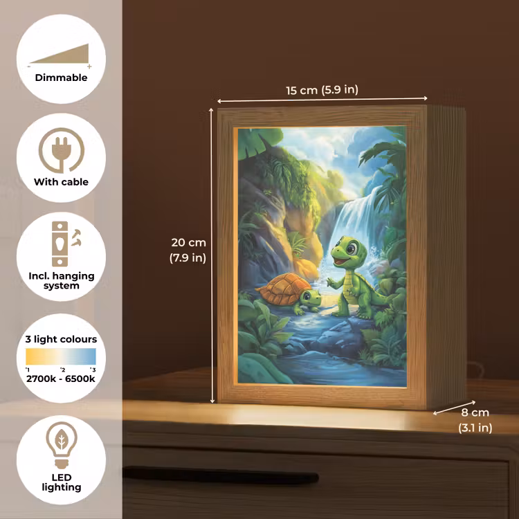 Schildpad - Dino - Jungle - Waterval Light Box met kabel (Kinderlampje) klein -USP_EN