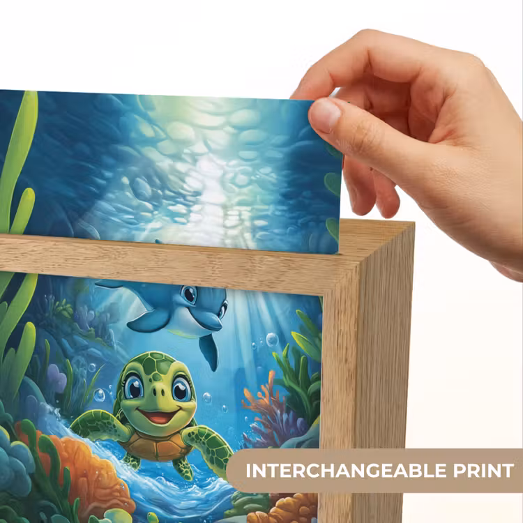 Schildpad - Dolfijn - Oceaan Light Box met kabel (Kinderlampje) klein -USP_websiteprintEN