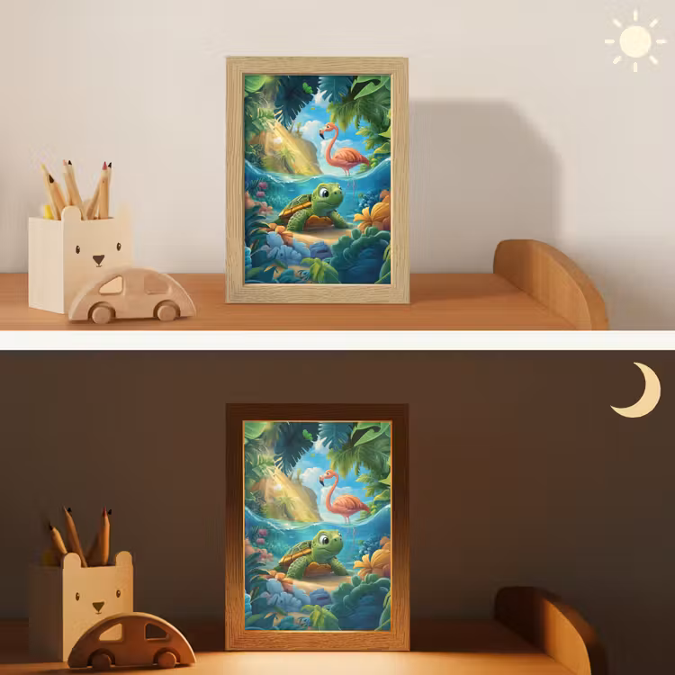 Schildpad - Flamingo - Tropisch - Oceaan Light Box met kabel klein -sfeer3_kind