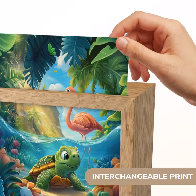 Schildpad - Flamingo - Tropisch - Oceaan Light Box met kabel (Kinderlampje) klein -USP_websiteprintEN