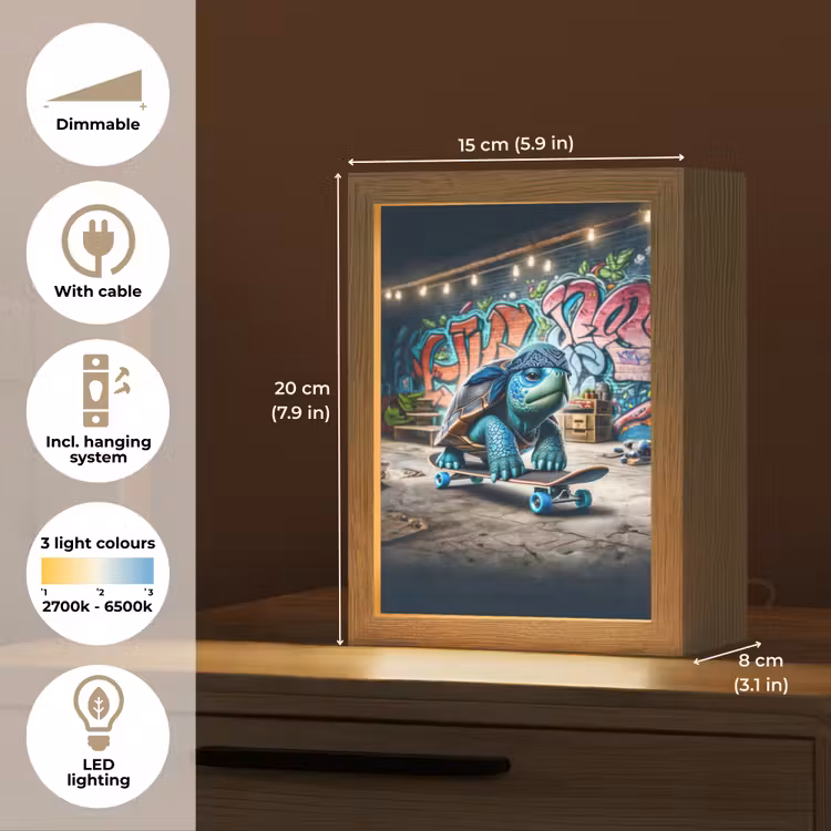 Schildpad - Graffiti - Skateboard - Jongens Light Box met kabel (Kinderlampje) klein -USP_EN