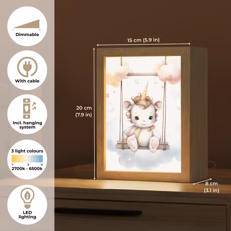 Eenhoorn - Dier - Kinderen - Unicorn Light Box met kabel (Kinderlampje) klein -USP_EN