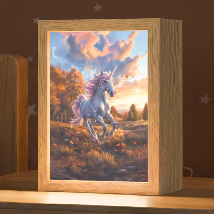 Eenhoorn - Sprookjes dier - Natuur - Meisjes Light Box met kabel klein -zzz_3d_website